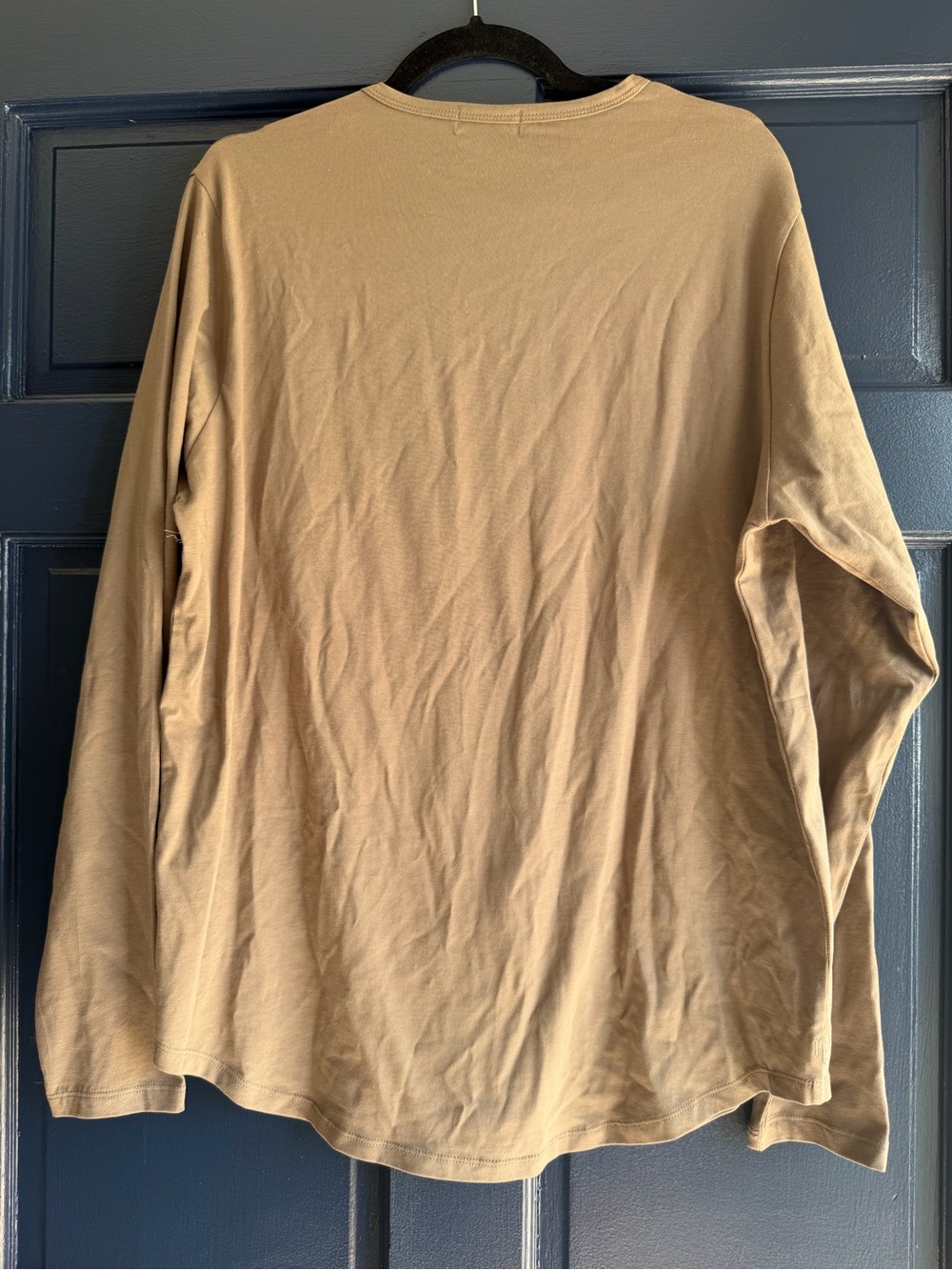 Nuuds Men’s Long Sleeve Curved Hem T-Shirt - Mocha - Size L